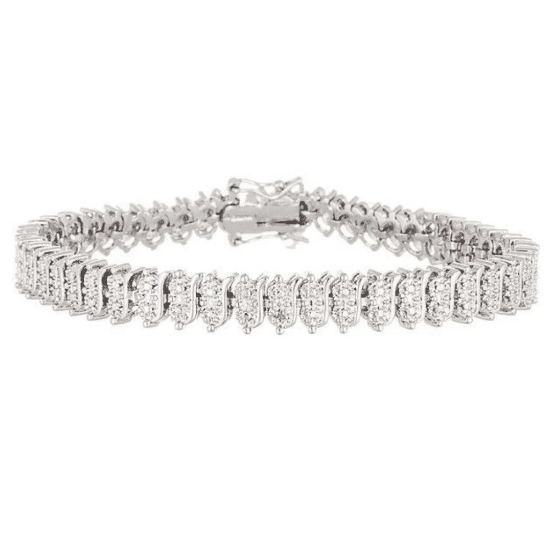 Amy and Annette 18K White Gold Plated Simulated Diamond Tennis Bracelet, Jewelry