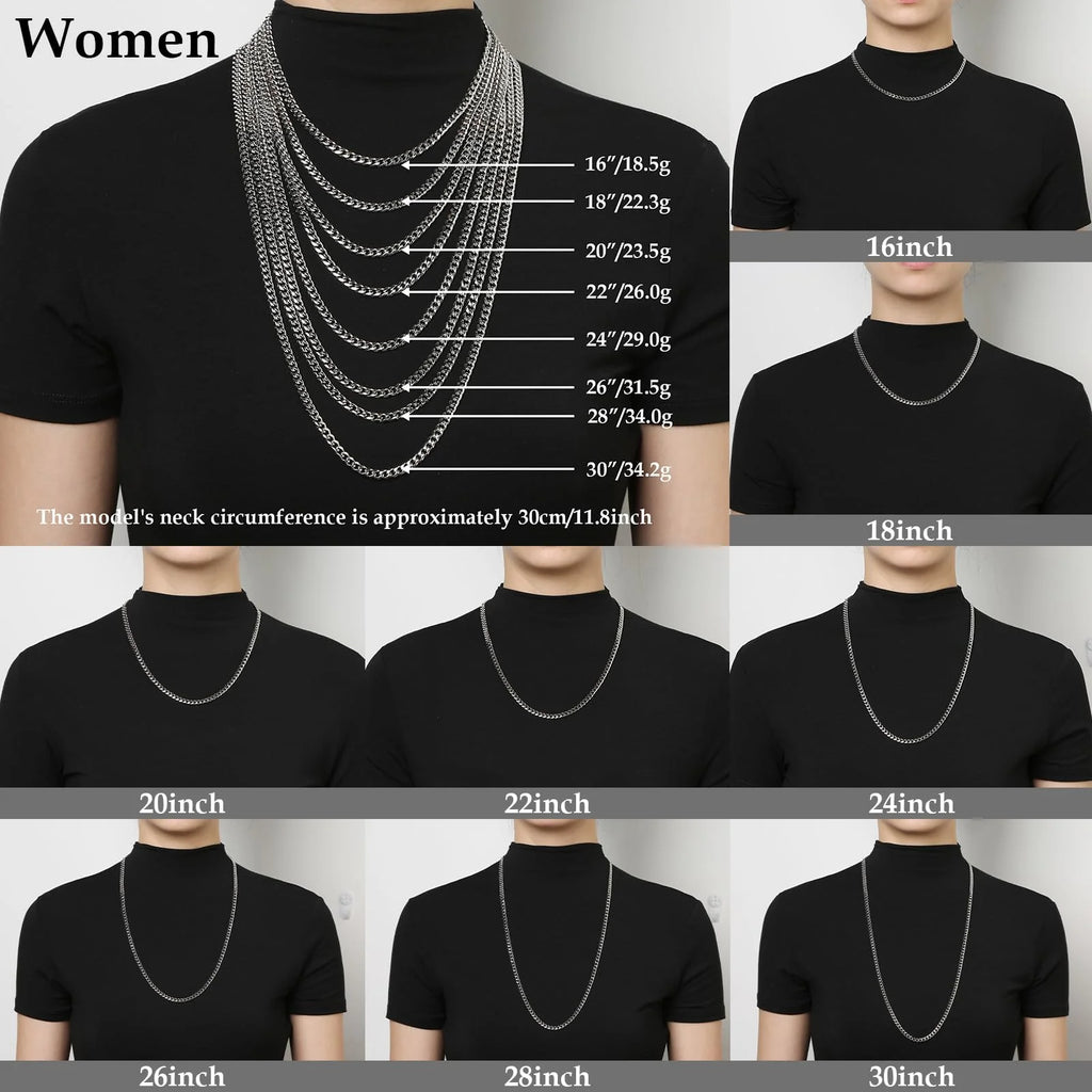 HZMAN 5mm Cuban Chain for Men Stainless Steel Men's Gold Chain Diamond Cut Hip Hop Link Chains Necklace 16-30 Inch