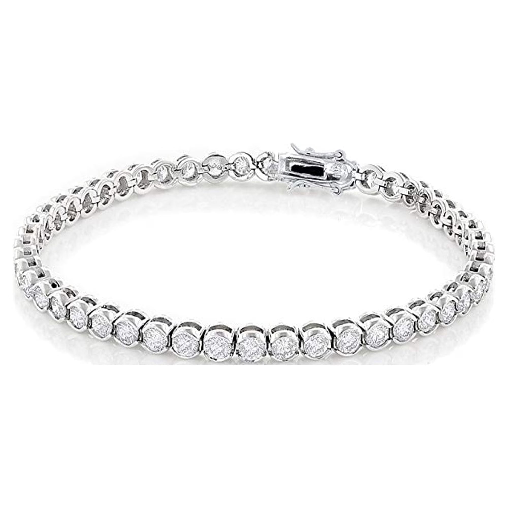 Cate & Chloe Joelle 18k White Gold Plated Tennis Bracelet with Simulated Diamond Crystals for Women