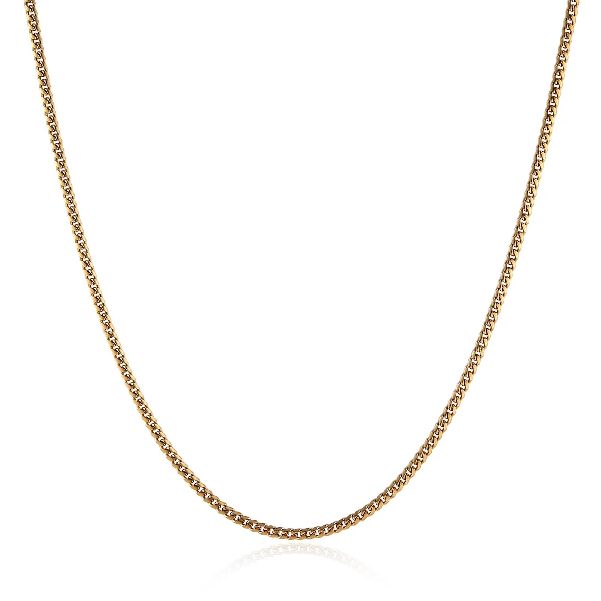 HZMAN 5mm Cuban Chain for Men Stainless Steel Men's Gold Chain Diamond Cut Hip Hop Link Chains Necklace 16-30 Inch