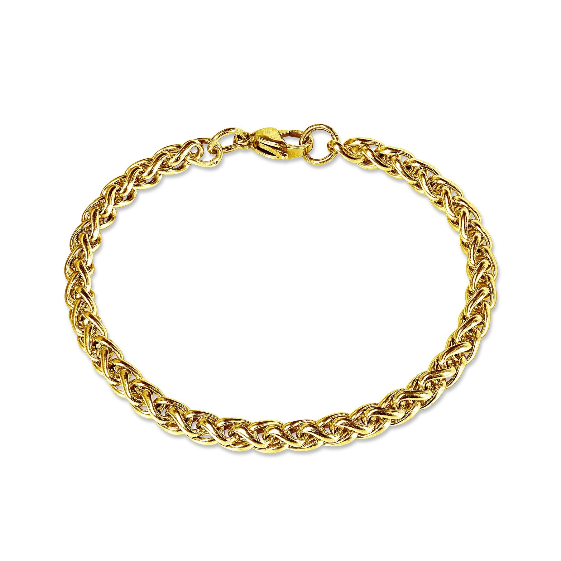 JeenMata 6 mm Fine Cuban Chain Bracelet - Thin Chain - Men's Casual Jewelry in Gold